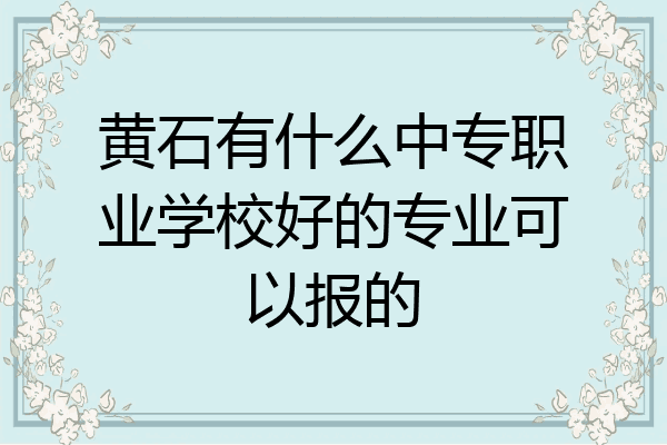 黄石有什么中专职业学校好的专业可以报的