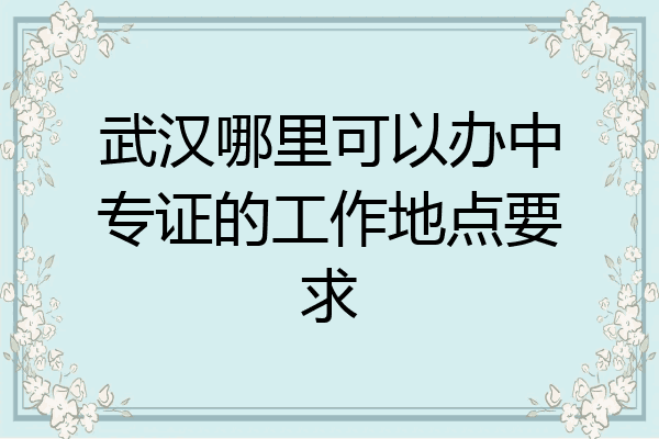 武汉哪里可以办中专证的工作地点要求