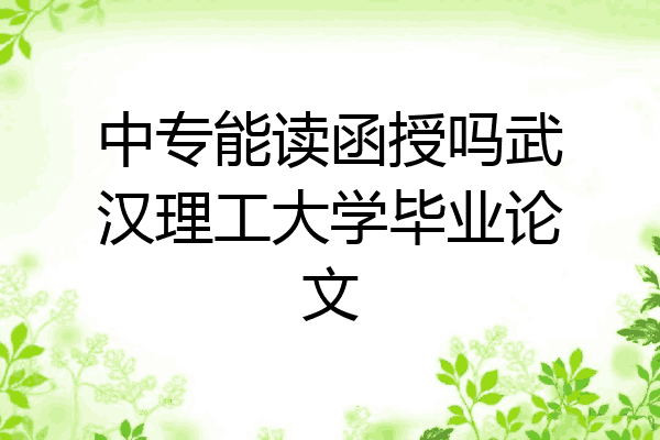 中专能读函授吗武汉理工大学毕业论文