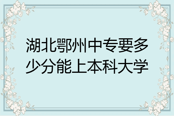湖北鄂州中专要多少分能上本科大学