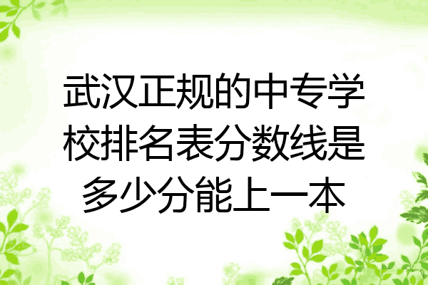 武汉正规的中专学校排名表分数线是多少分能上一本