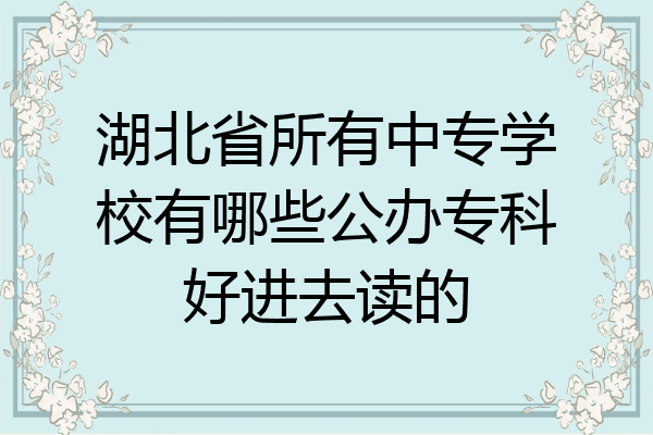 湖北省所有中专学校有哪些公办专科好进去读的