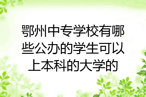 鄂州中专学校有哪些公办的学生可以上本科的大学的