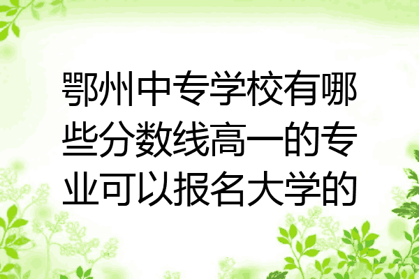 鄂州中专学校有哪些分数线高一的专业可以报名大学的