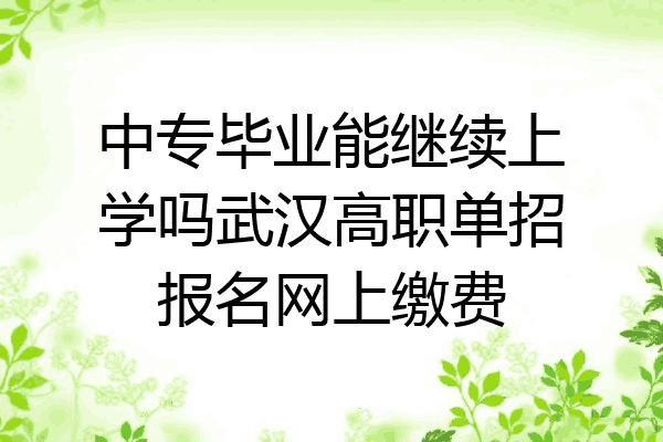 中专毕业能继续上学吗武汉高职单招报名网上缴费