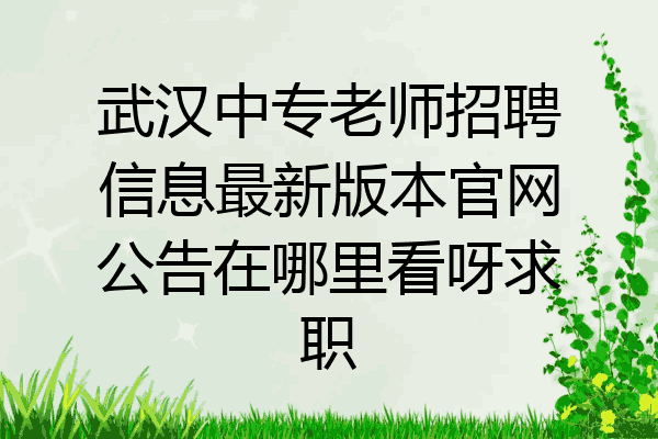 武汉中专老师招聘信息最新版本官网公告在哪里看呀求职