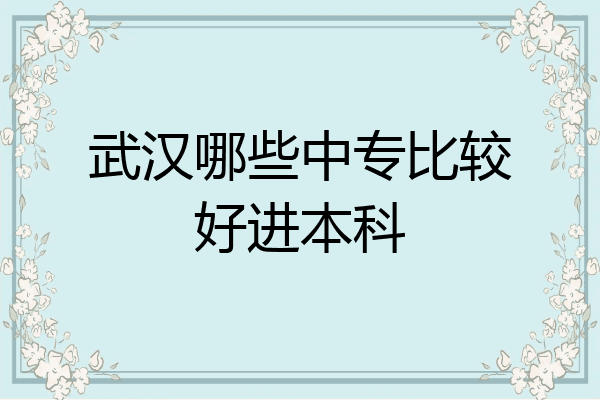 武汉哪些中专比较好进本科