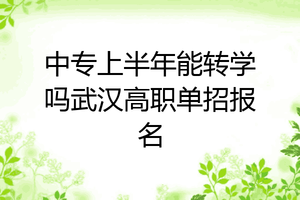 中专上半年能转学吗武汉高职单招报名