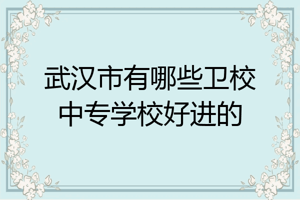 武汉市有哪些卫校中专学校好进的