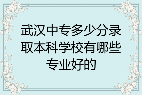 武汉中专多少分录取本科学校有哪些专业好的
