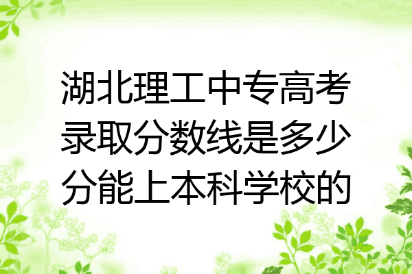 湖北理工中专高考录取分数线是多少分能上本科学校的