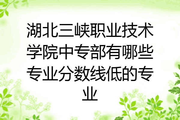 湖北三峡职业技术学院中专部有哪些专业分数线低的专业