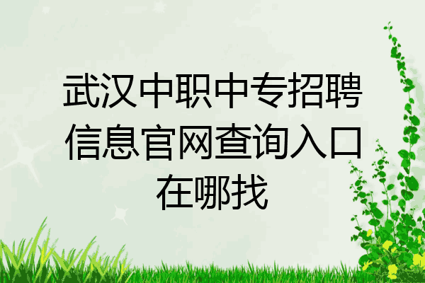 武汉中职中专招聘信息官网查询入口在哪找
