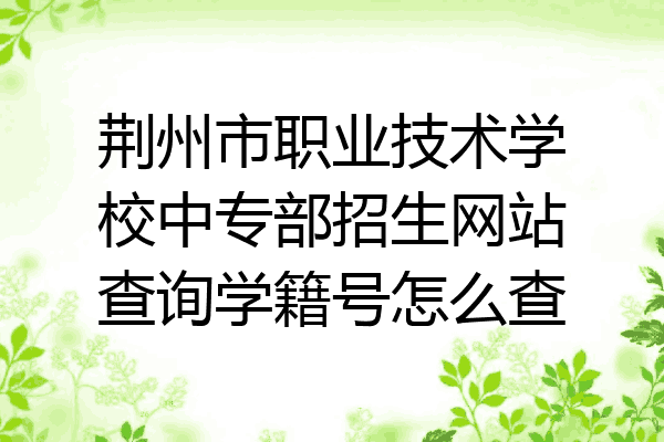 荆州市职业技术学校中专部招生网站查询学籍号怎么查