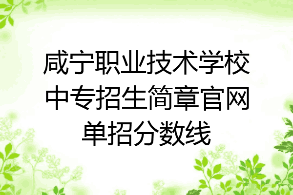 咸宁职业技术学校中专招生简章官网单招分数线