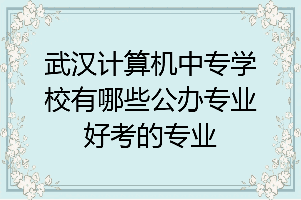 武汉计算机中专学校有哪些公办专业好考的专业