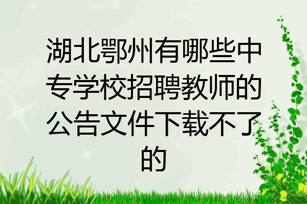 湖北鄂州有哪些中专学校招聘教师的公告文件下载不了的