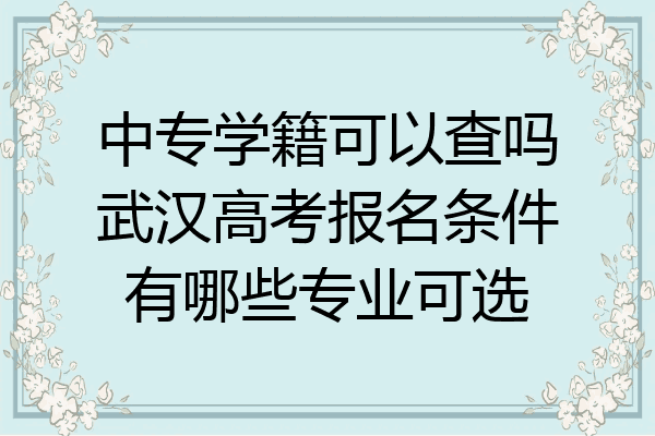 中专学籍可以查吗武汉高考报名条件有哪些专业可选