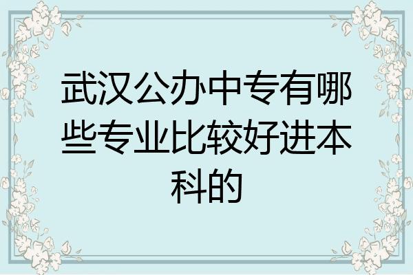 武汉公办中专有哪些专业比较好进本科的