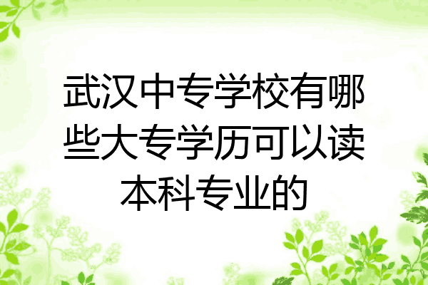 武汉中专学校有哪些大专学历可以读本科专业的