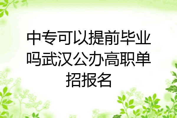中专可以提前毕业吗武汉公办高职单招报名