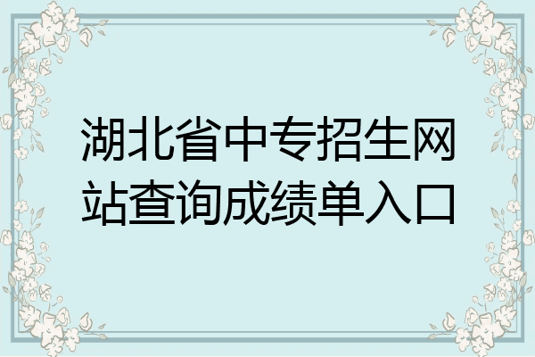 湖北省中专招生网站查询成绩单入口