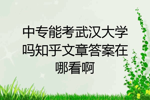 中专能考武汉大学吗知乎文章答案在哪看啊
