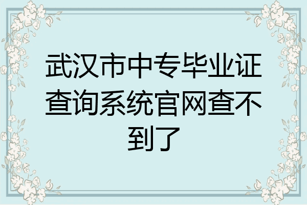 武汉市中专毕业证查询系统官网查不到了