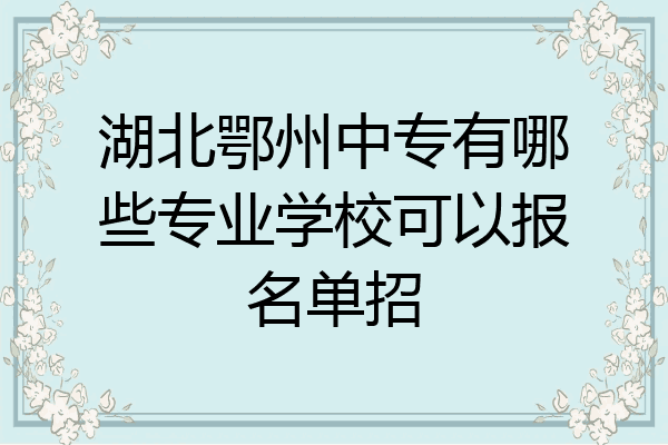 湖北鄂州中专有哪些专业学校可以报名单招