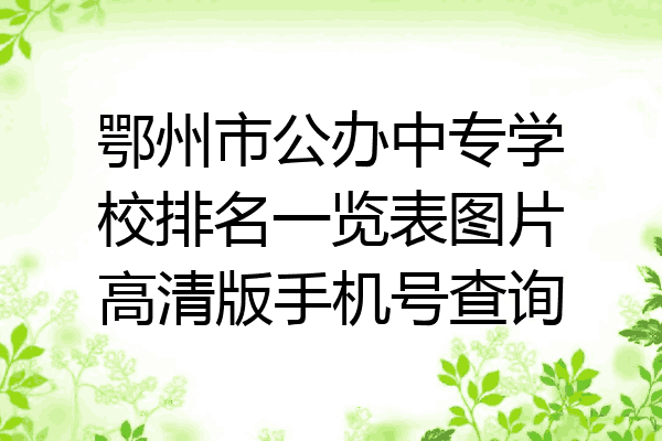 鄂州市公办中专学校排名一览表图片高清版手机号查询