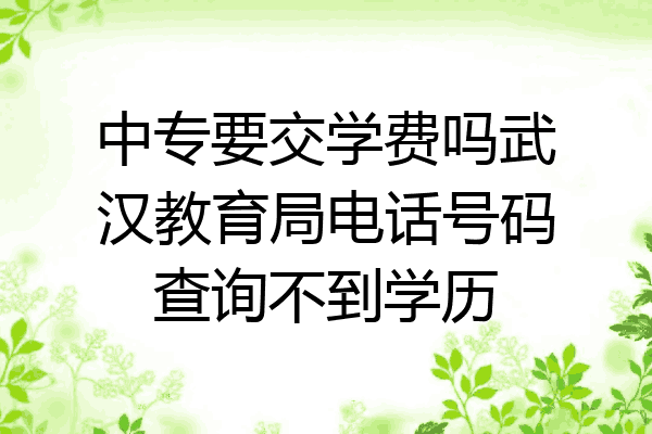 中专要交学费吗武汉教育局电话号码查询不到学历