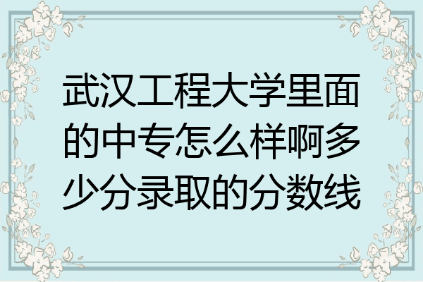 武汉工程大学里面的中专怎么样啊多少分录取的分数线