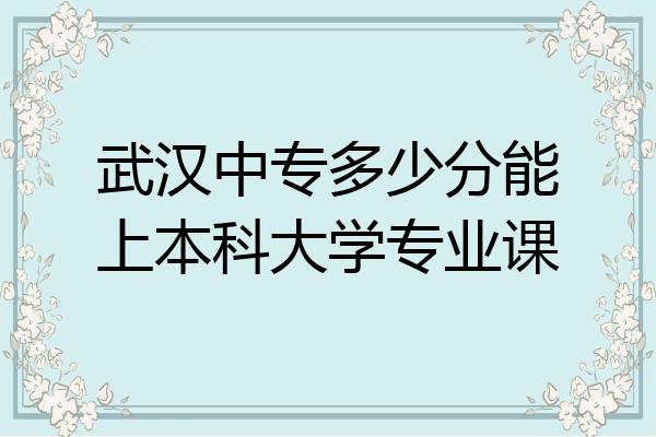 武汉中专多少分能上本科大学专业课