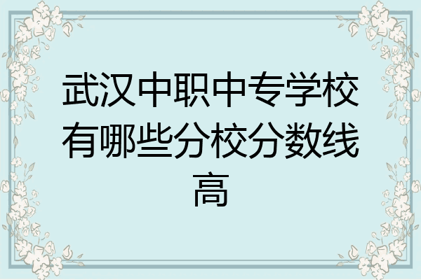 武汉中职中专学校有哪些分校分数线高