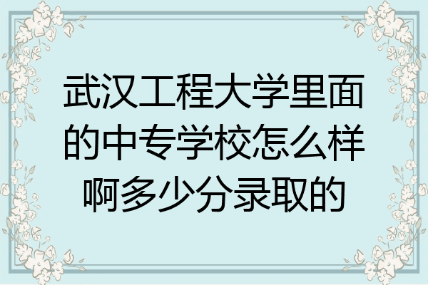 武汉工程大学里面的中专学校怎么样啊多少分录取的