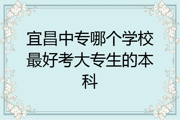 宜昌中专哪个学校最好考大专生的本科