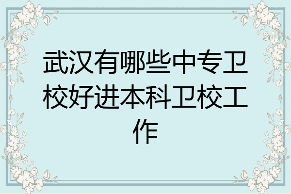 武汉有哪些中专卫校好进本科卫校工作
