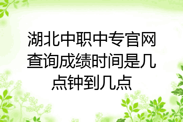 湖北中职中专官网查询成绩时间是几点钟到几点