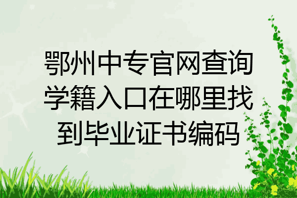 鄂州中专官网查询学籍入口在哪里找到毕业证书编码