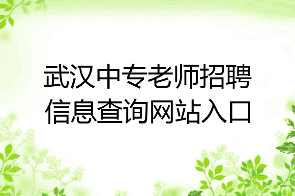 武汉中专老师招聘信息查询网站入口