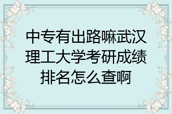 中专有出路嘛武汉理工大学考研成绩排名怎么查啊