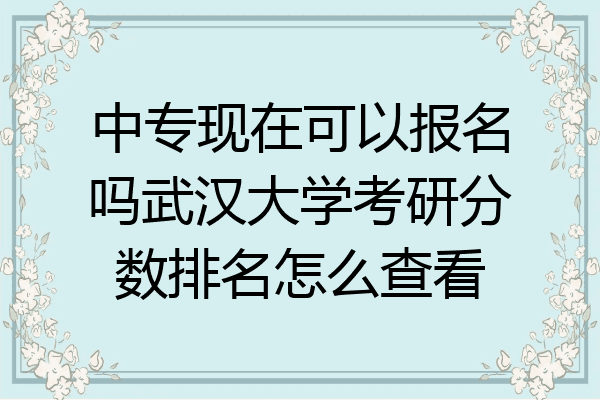 中专现在可以报名吗武汉大学考研分数排名怎么查看