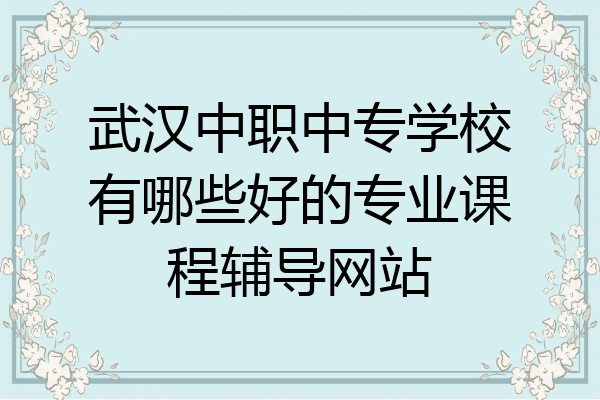武汉中职中专学校有哪些好的专业课程辅导网站