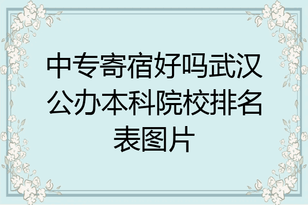 中专寄宿好吗武汉公办本科院校排名表图片