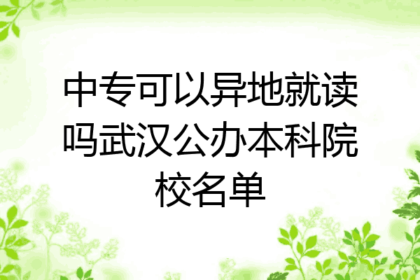 中专可以异地就读吗武汉公办本科院校名单