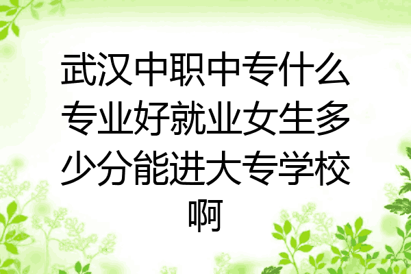 武汉中职中专什么专业好就业女生多少分能进大专学校啊