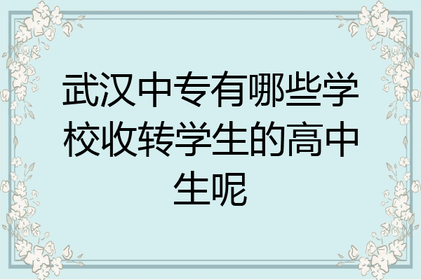 武汉中专有哪些学校收转学生的高中生呢