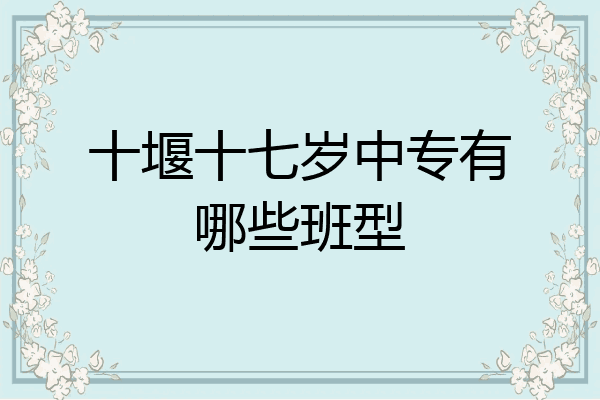 十堰十七岁中专有哪些班型