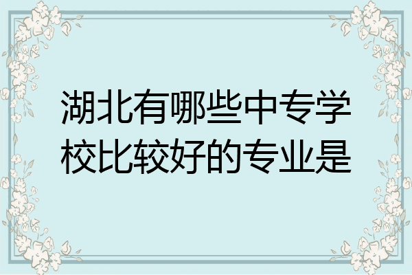 湖北有哪些中专学校比较好的专业是