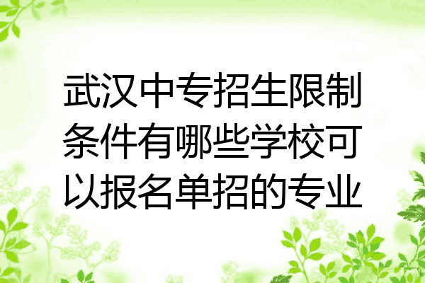 武汉中专招生限制条件有哪些学校可以报名单招的专业